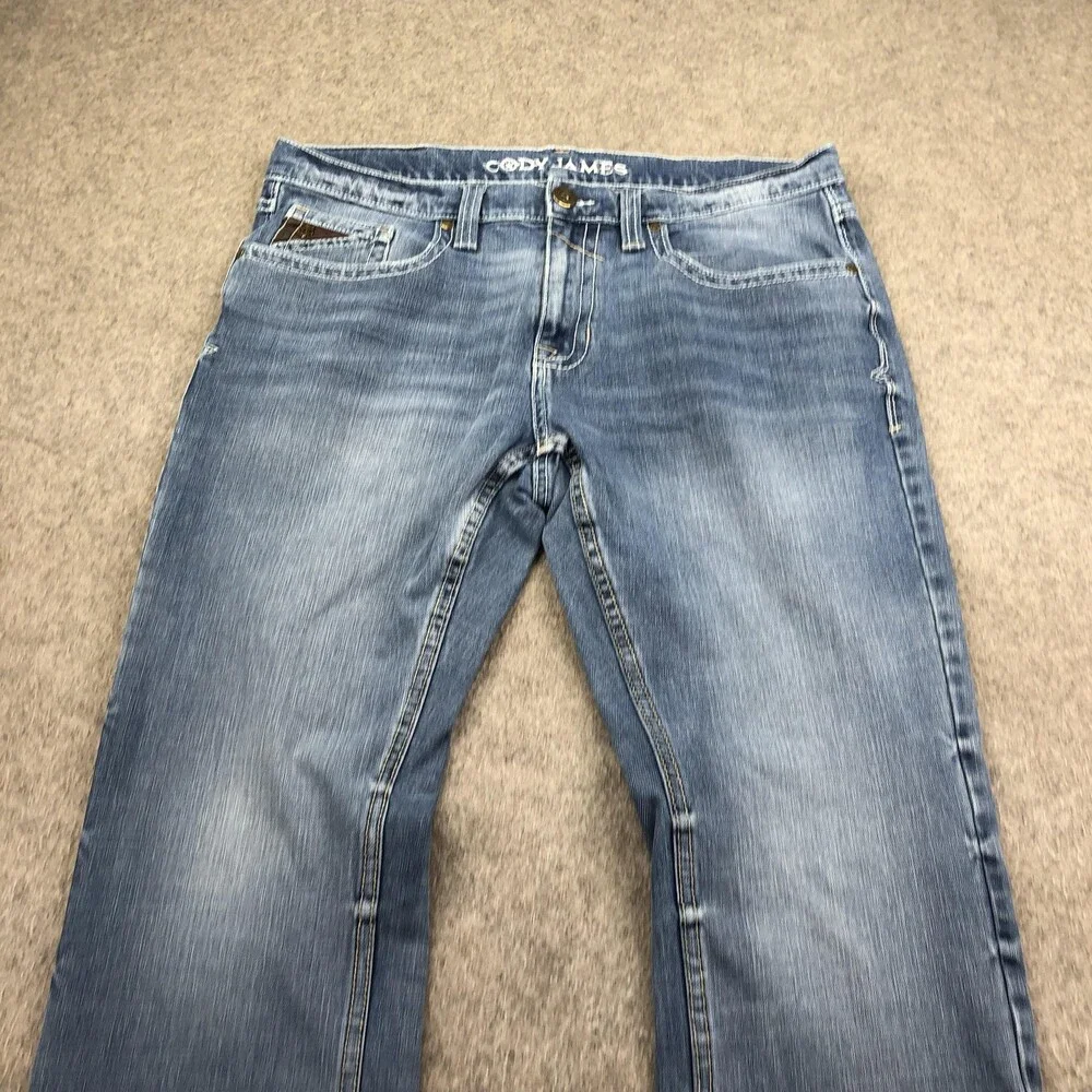 Cody James Jeans Mens 34x32 Blue Light Wash Relaxed Straight Stretch Denim